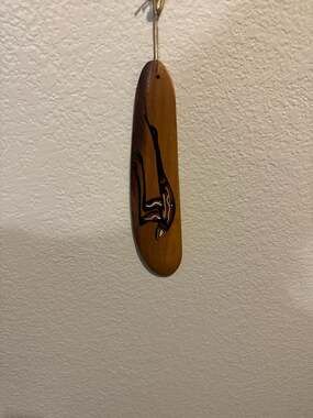 Vintage Aboriginal Australian Hand Painted Emu Wood Wall Hanging.